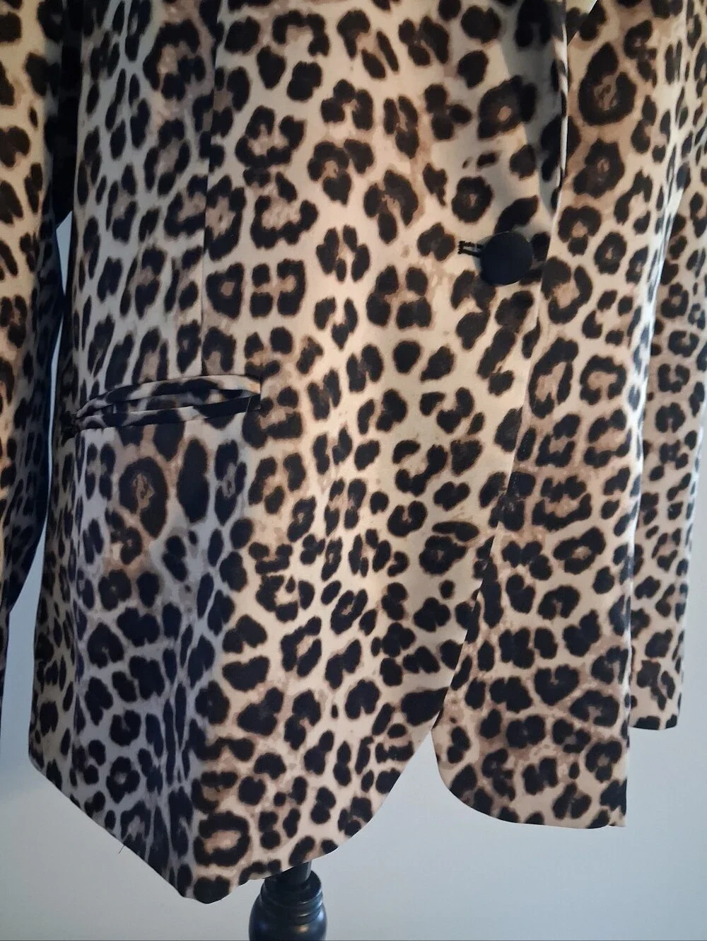 Leopard Print Blazer Jacket - Beige & Black Size 14 - Picture 5 of 11